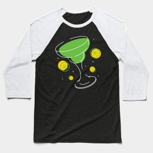 Green Margarita Lime Line Art Baseball T-Shirt